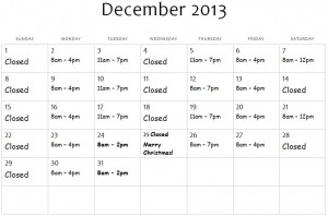 December 2013 Schedule