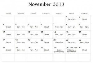 November Schedule